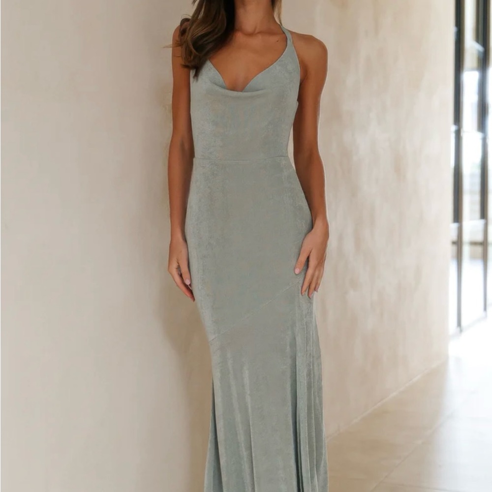 Hello Molly Sage Green Velvet Maxi Dress